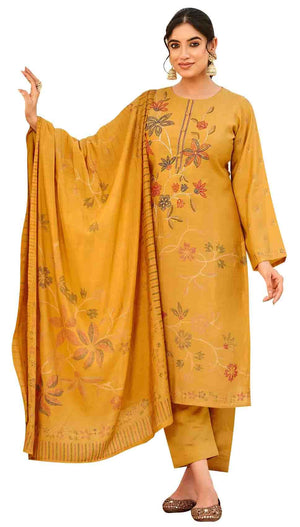 DRAVINAM Trends Women's Unstitched Salwar Suit Dress Material Pure Viscose Maslin Digital Print Embroidered Kameez Plain Unstitched Bottoms and Maslin Digital print Dupatta