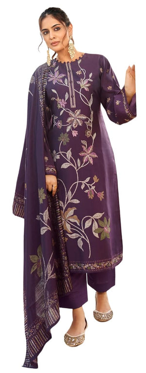 DRAVINAM Trends Women's Unstitched Salwar Suit Dress Material Pure Viscose Maslin Digital Print Embroidered Kameez Plain Unstitched Bottoms and Maslin Digital print Dupatta