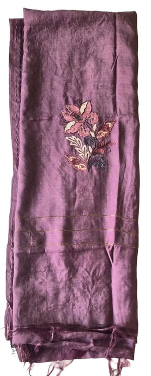 DRAVINAM Trends Women's Modal Floral Printed Unstitched Suit Set with Embroidered Neck Yoke, Malai Cotton Bottom & Soft Silk Dupatta