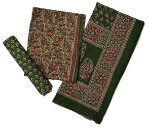 DRAVINAM Trends Jaipuri Sanganari Print Cambric Cotton Unstitched Salwar Suit Dress Material for Women with Mulmul Cotton Dupatta