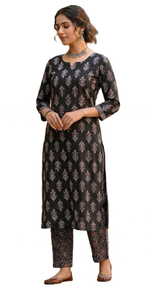 Jaipuri Print Cambric Cotton Unstitched Salwar Suit Dress Material for Women (Kurta Pant Fabric set)