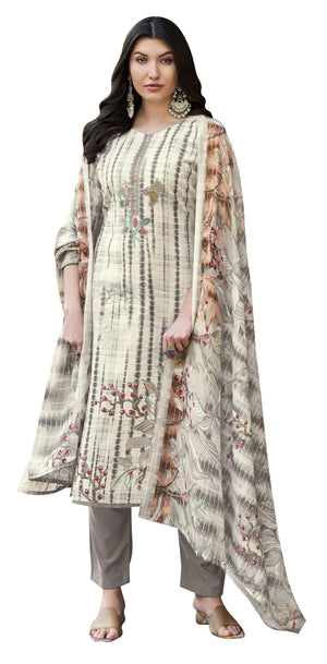 DRAVINAM Trends Women's Unstitched Salwar Suit Dress Material - Cotton Digital Printed Organza Embroidered Kameez II Unstitch Bottoms II Cotton Dupatta