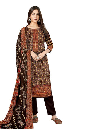 DRAVINAM Trends Women's Unstitched Winter Wear Kashmiri Kani Printed Heavy Woolen Pashmina Salwar Suit Dress Material with Printed Shawl Dupatta