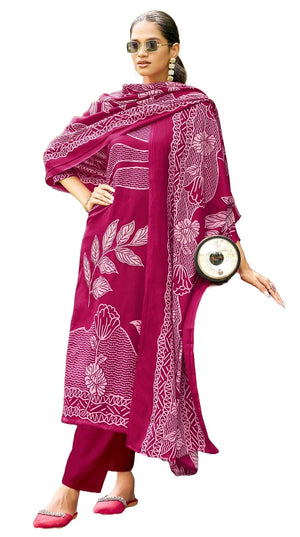 DRAVINAM Trends Women's Winter Wear Kashmiri Kani Printed Warm Salwar Kameez Dress Material with Swaroski Work and Twill Pashmina Printed Shawl Dupatta