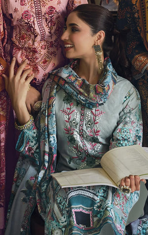 DRAVINAM Trends Women's Unstitched Printed Embroidered Pure Cotton Pakistani Salwar Suit Dress Materials with Cotton printed Dupatta (Black)