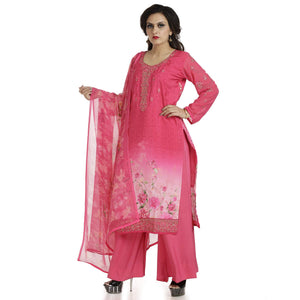 DRAVINAM Trends Women's Embroidered Pure Crepe Floral Printed Salwar Suit Dress Material with Printed Georgette Dupatta (Unstitched)
