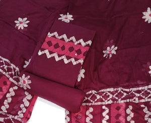 DRAVINAM Trends Hand Block Print Sanganeri Cambric Unstitched Cotton Suit Dress Material for Women with Mulmul Cotton Hand Printed Dupatta