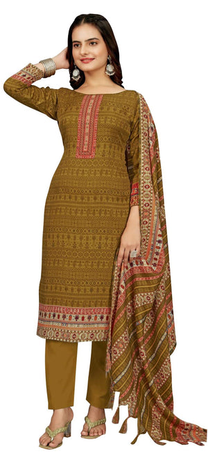DRAVINAM Trends Women's Unstitched Winter Wear Digital Printed Heavy Woolen Pashmina Salwar Suit Dress Material with Printed Shawl Dupatta