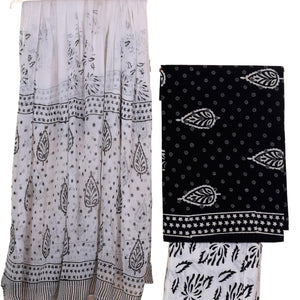 DRAVINAM Trends Hand Block Print Cambric Cotton Unstitched Salwar Suit Set for Women with Pure Chiffon Hand Printed Dupatta