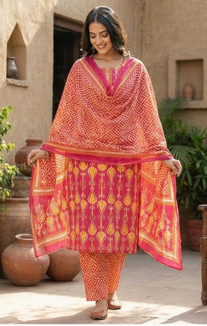 DRAVINAM Trends Jaipuri Print Cambric Cotton Unstitched Salwar Suit Dress Material for Women with Mulmul Cotton Dupatta