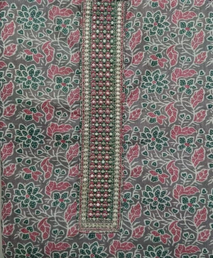 DRAVINAM Trends Women's Printed Embroidered and Hand Work Premium Cotton Jaipuri Unstitched Salwar Suit Dress Material with Mulmul Cotton Dupatta