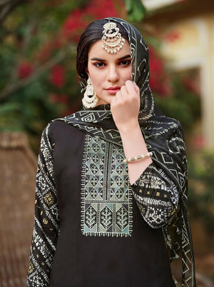 DRAVINAM Trends Women's Unstitched Salwar Suit Dress Material - Cotton Digital Printed Organza Embroidered Kameez II Unstitch Bottoms II Cotton Dupatta