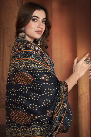 DRAVINAM Trends Women's Printed Woolen Pashmina Unstitch Salwar Suit Dress Material with Digital Woolen Warm Shawl Dupatta