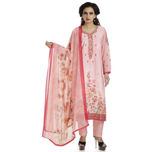 DRAVINAM Trends Women's Embroidered Pure Crepe Floral Printed Salwar Suit Dress Material with Printed Georgette Dupatta (Unstitched)