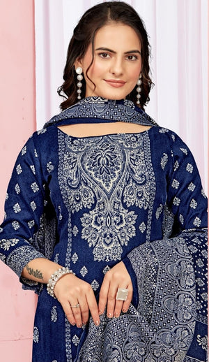 DRAVINAM Trends Women's Unstitched Winter Wear Digital Printed Heavy Woolen Pashmina Salwar Suit Dress Material with Printed Shawl Dupatta