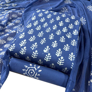 DRAVINAM Trends Unstitched Jaipuri Handmade Wax Batik Print Soft Cotton Dress Material with Dupatta