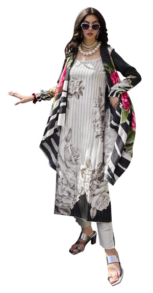 DRAVINAM Trends Women's Digital Printed Twill Wool Pashmina Unstitch Salwar Suit Dress Material with Digital Printed Woolen Warm Shawl Dupatta