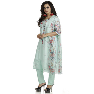 DRAVINAM Trends Women's Fully Stitched Muslin Digital Printed Pant Style Salwar Suit Dress Material with Tabby Lining Printed Dupatta (X-Large_Green)