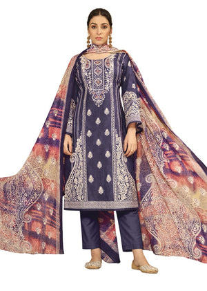 DRAVINAM Trends Unstitched Pakistani Embroidered Pure Cotton Salwar Suit Dress Materials with Cotton Dupatta