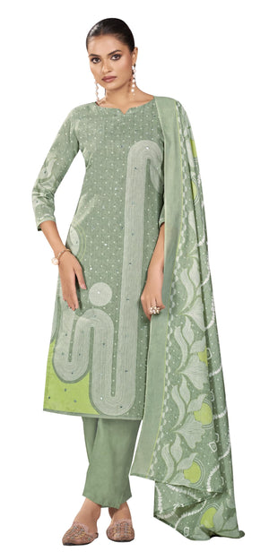 DRAVINAM Trends Women's Unstitched Salwar Suit Dress Material - Cotton Digital Printed Organza Embroidered Kameez II Unstitch Bottoms II Cotton Dupatta