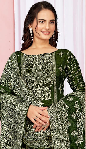 DRAVINAM Trends Women's Unstitched Winter Wear Digital Printed Heavy Woolen Pashmina Salwar Suit Dress Material with Printed Shawl Dupatta