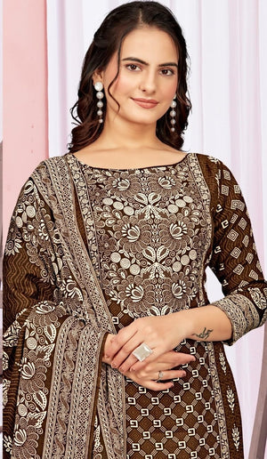 DRAVINAM Trends Women's Unstitched Winter Wear Digital Printed Heavy Woolen Pashmina Salwar Suit Dress Material with Printed Shawl Dupatta