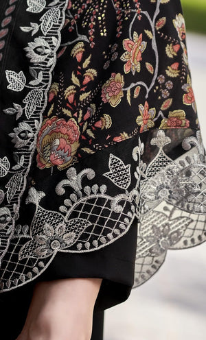DRAVINAM Trends Pure Viscose Rayon Digital Printed Fancy Embroidered Organza Lace Suit Dress Material with Unstitched Bottoms and Cotton Cutwork Embroidered Dupatta