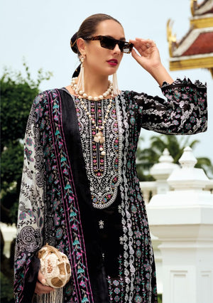 DRAVINAM Trends Kurti 2.50 mtrs, Pure Cotton (3 mtrs apx), Pure MAL MAL Cotton Dupatta Digital Print|Black 1