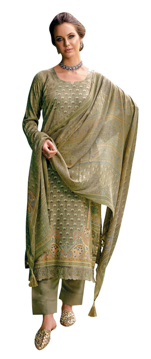 DRAVINAM Trends Women's Pure Viscose Pashmina Digital Printed Hand Work Unstitch Salwar Suit Dress Material with Pure Pashmina Shawl Dupatta