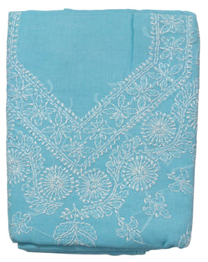 DRAVINAM Trends Women’s Cotton Unstitched Chikankari Suit Set with Dupatta & Bottom | Hand-Embroidered Lucknowi Dress Material | Premium Ethnic Wear for Women | Free Size (3-Piece)
