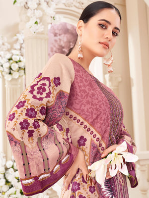 DRAVINAM Trends Unstitched Women's Pakistani Suit Material - Karachi Lawn Cotton Digital Printed Embroidered Kameez Material II Unstitched Cotton Bottoms II Printed Cotton Dupatta