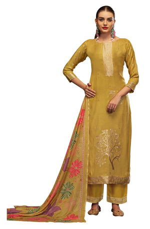 DRAVINAM Trends Women's Unstitched Maslin Salwar Suit Dress Material - Pure Bemberg Maslin Jacquard Kameez II Pure Jam Unstitch Bottoms II Viscose Maslin Digital Prints Dupatta