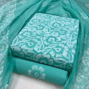 DRAVINAM Trends Unstitched Jaipuri Handmade Wax Batik Print Soft Cotton Dress Material with Dupatta