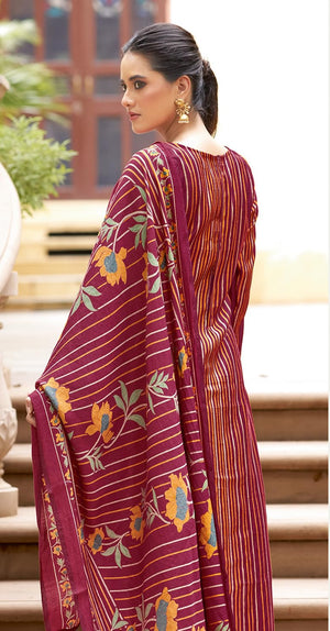 DRAVINAM Trends Women's Unstitched Salwar Suit Dress Material Modal Silk Discharge Foil Print Embroidered Kameez Plain Unstitched Bottoms and Modal Silk Discharge Foil Print Dupatta