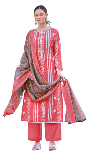 DRAVINAM Trends Unstitched Rayon Kurta Pant Dress Material Set with Cotton Printed Dupatta for Women