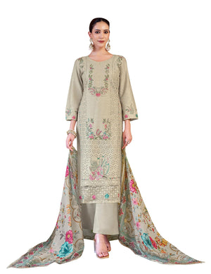 DRAVINAM Trends Kurti 2.50 mtrs,Pure Cotton Solid (2.7 m), Pure Cotton Mal Mal Print Dupatta (2.25 m)|Green