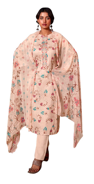 DRAVINAM Trends Women's Cotton Embroidered Unstitiched Salwar Suit Material