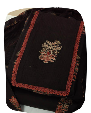 DRAVINAM Trends Women's Cotton Floral Printed Unstitched Suit Set with Embroidered Pin-Tuck Yoke & Soft Silk Dupatta