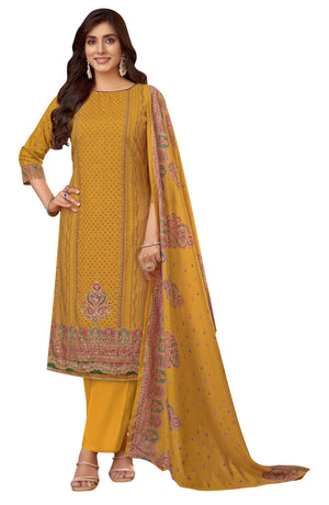 DRAVINAM Trends Kurti 2.50 mtrs, PURE VISCOSE RAYON (3 mtrs apx), PURE MODAL VISCOSE Maslin Dupatta Digital|Yellow