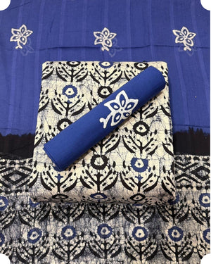 DRAVINAM Trends Unstitched Jaipuri Handmade Multicolour Wax Batik Print Soft Cotton Dress Material with Dupatta