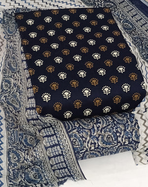 DRAVINAM Trends Women's Ethnic Pure Cotton Jaipuri Printed Unstitched Salwar Suit Dress Material with Dupatta