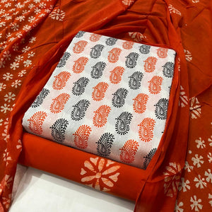 DRAVINAM Trends Unstitched Jaipuri Handmade Wax Batik Print Soft Cotton Dress Material with Dupatta
