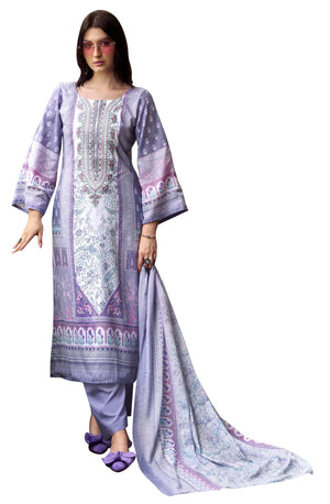 DRAVINAM Trends Women's Unstitched Cotton Suit Dress Material - Printed Embroidered Top II Plain Bottoms II Print Dupatta
