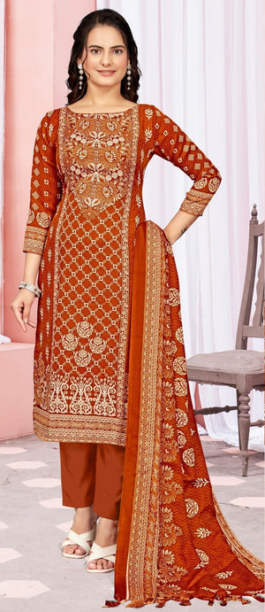 DRAVINAM Trends Women's Unstitched Winter Wear Digital Printed Heavy Woolen Pashmina Salwar Suit Dress Material with Printed Shawl Dupatta