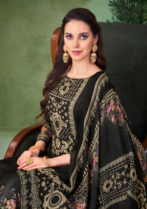 DRAVINAM Trends Women's Unstitched Viscose Maslin Hand Embroidered Suit Material - Viscose Maslin Digital Printed Hand Embroidered Kameez II Rayon Bottoms II Maslin Printed Dupatta
