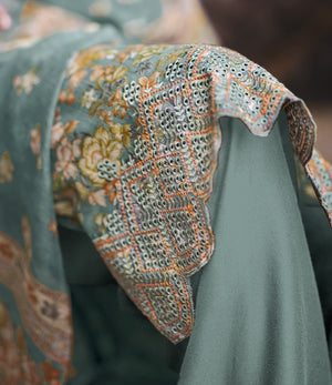 DRAVINAM Trends Unstitched Digital Printed Pure Cotton Embroidered Suit Set with Pure Bember Dupatta