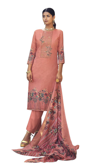 DRAVINAM Trends Women Unstitched Pakistani Print Embroidered Cotton Salwar Suit Dress Materials With Cotton Dupatta