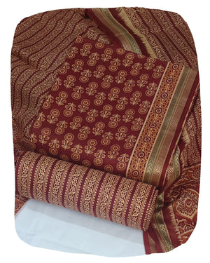 DRAVINAM Trends Jaipuri Print Pure Cotton Unstitched Salwar Suit Dress Material for Women with Zari Borders and Cotton Dupatta