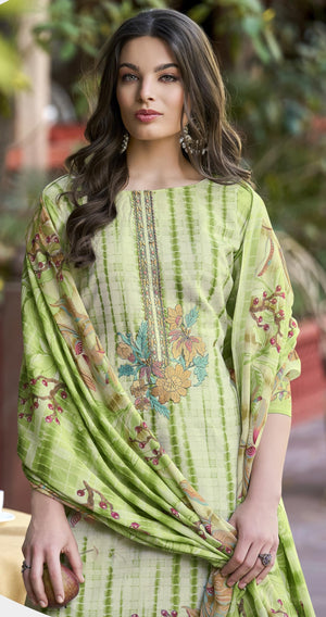 DRAVINAM Trends Women's Unstitched Salwar Suit Dress Material - Cotton Digital Printed Organza Embroidered Kameez II Unstitch Bottoms II Cotton Dupatta