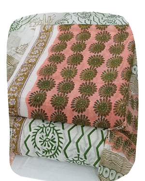 DRAVINAM Trends Hand Block Print Cambric Cotton Unstitched Salwar Suit Set for Women with Pure Chiffon Hand Printed Dupatta